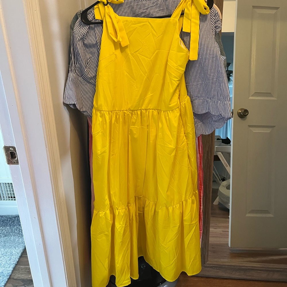 Yellow Dress with Bow Straps